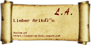 Lieber Arikán névjegykártya